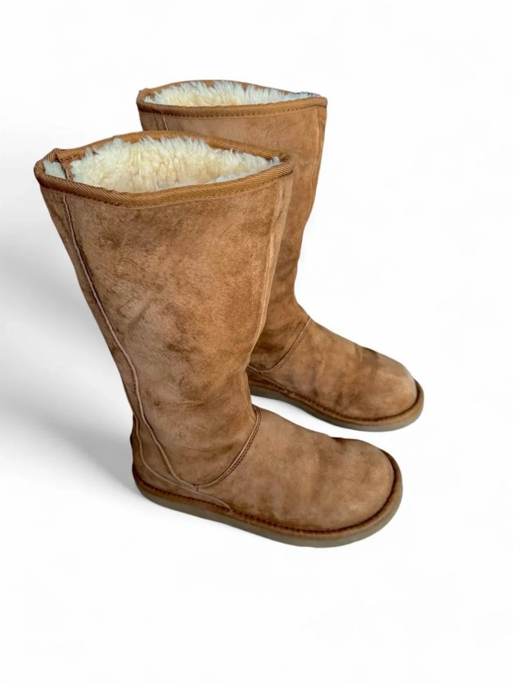 UGG Knightsbridge Sheepskin Winter Boots Womens Size 8 EUR 39 Brown Leather Zip